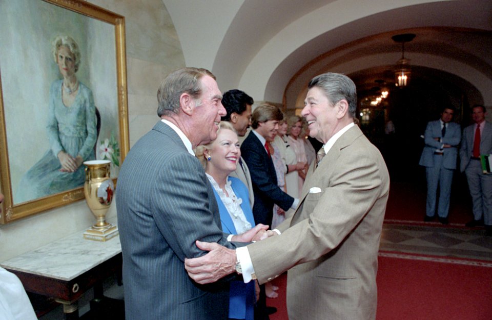President Ronald Reagan greeting Fred MacMurray