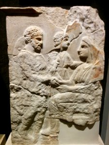 Relief inscribed stele, mid 4th century B.C., Archaeological Museum of Thessaloniki