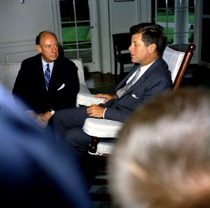 President John F. Kennedy Meets with the United States Ambassador to the United Nations, Adlai E Stevenson
