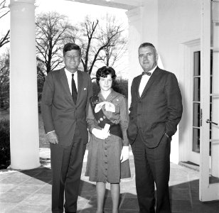 President John F. Kennedy with Congressman John E. Fogarty (Rhode Island) and Daughter, Mary photo