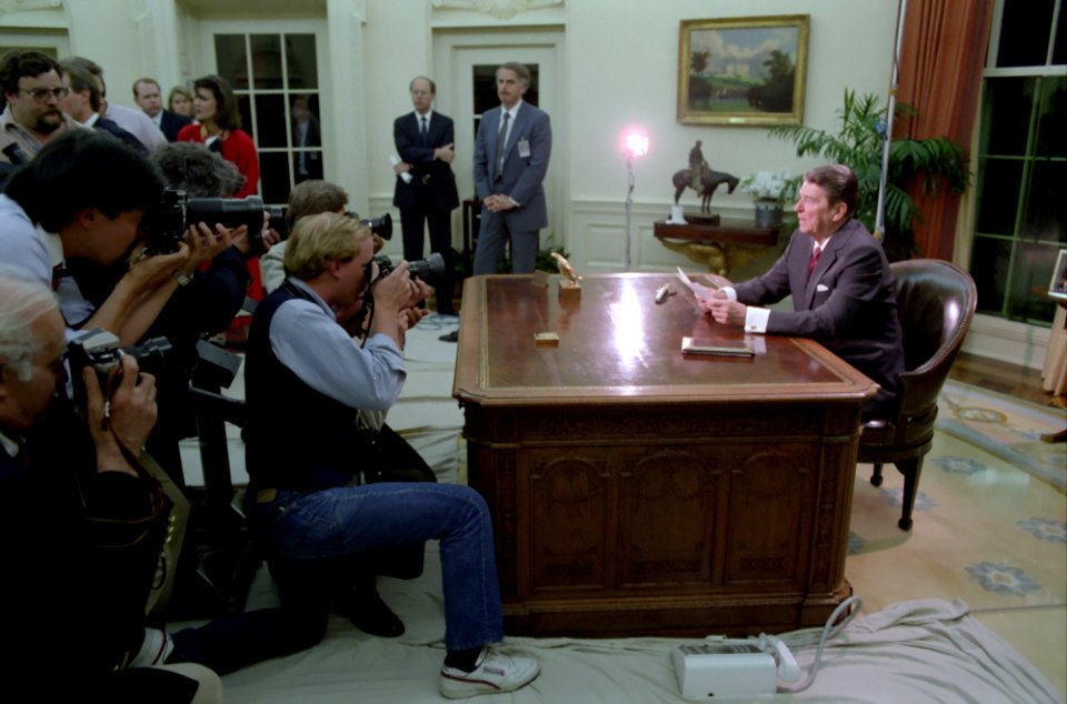 President Ronald Reagan speech to the Nation on the US Air Strike against Libya in Oval Office