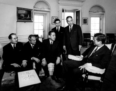 President John F. Kennedy with Former Minister of International Trade of Japan, Eisaku Satō (02) photo