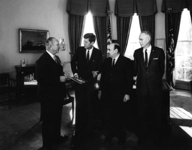 President John F. Kennedy with Representatives from Sears, Roebuck & Company photo