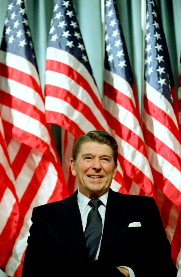 President Ronald Reagan at a rally for Senator David Durenberger in Minneapolis, Minnesota