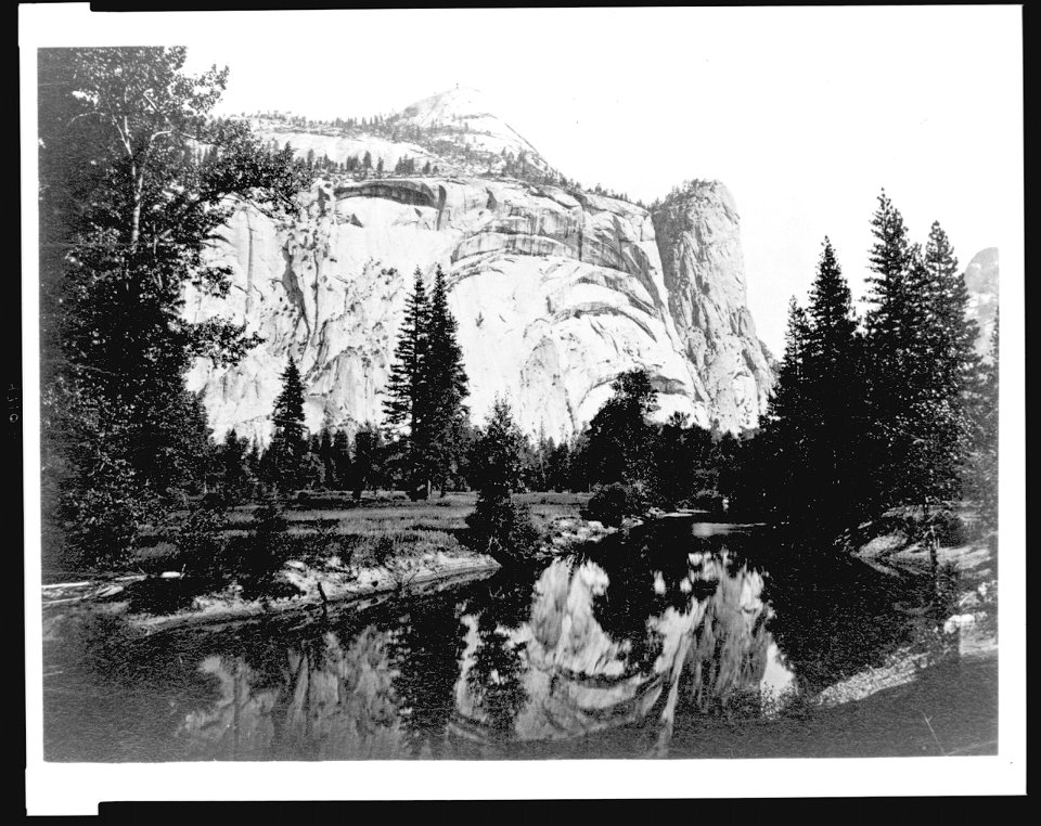 Reflection of trees and Washington Column in lake, Yosemite National Park, Calif. LCCN95514093