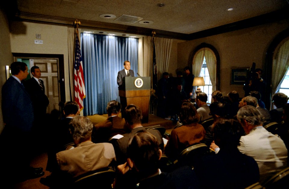 President Richard Nixon Addressing the White House Press Corps about Strategic Arms Limitation Talks (SALT) with the Soviet Union