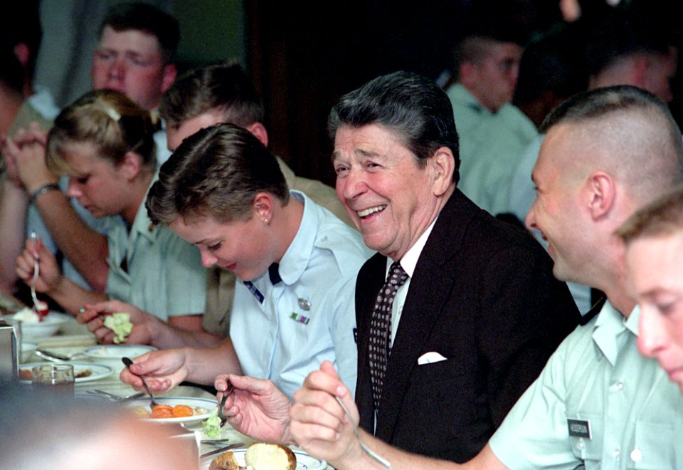 President Ronald Reagan during a visit to Fort Myer in Arlington, Virginia for Armed Forces Day