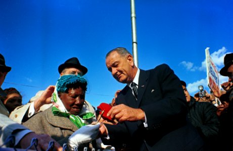 President Lyndon B. Johnson campaigning in Illinois