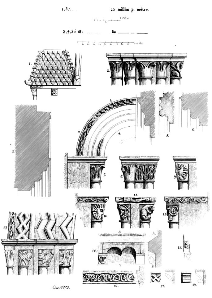 Saint-Leu-d'Esserent (60), église prieurale, détails de la façade occidentale