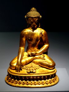 Sakyamuni Buddha, central Tibet, 15th century AD, bronze with silver - Linden-Museum - Stuttgart, Germany - DSC03679 photo
