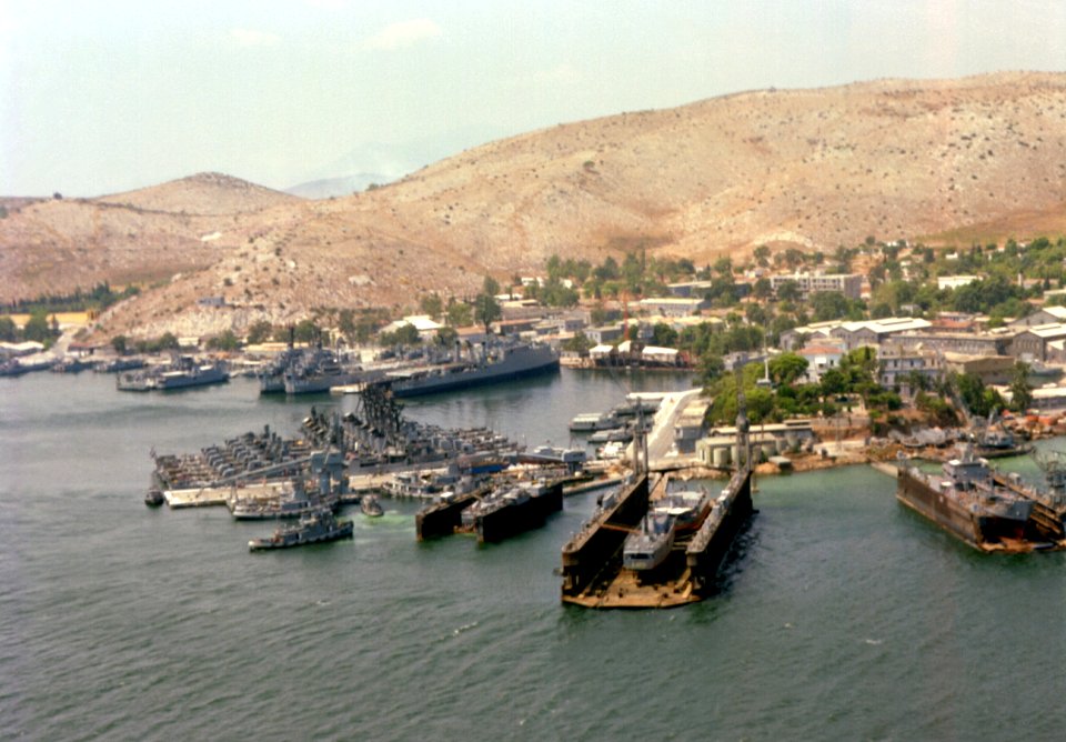 Salamis Naval Base with Fletcher class destroyers 1979