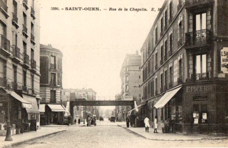 Saint-Ouen.Rue de la Chapelle.Pont ferroviaire.Rue du Docteur-Bauer.Angle rue Berthe