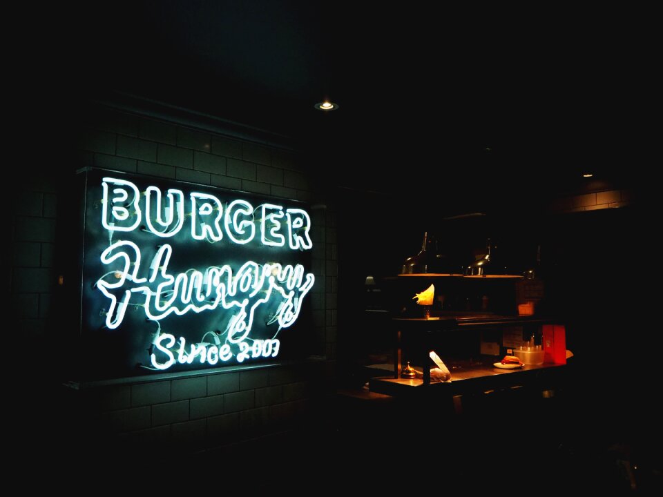 Store night gray restaurant