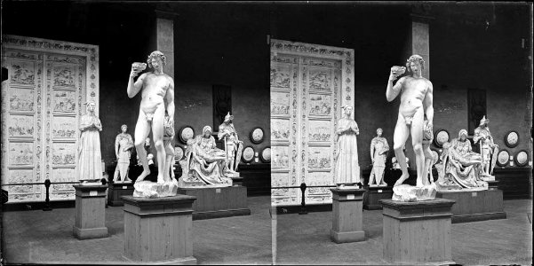 Sala del Palau de Belles Arts del parc de la Ciutadella amb diverses escultures (AFCEC BORDAS D 3874)