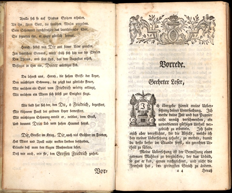 Samuel Gotthold Lange, Horaz (1752), viii-ix