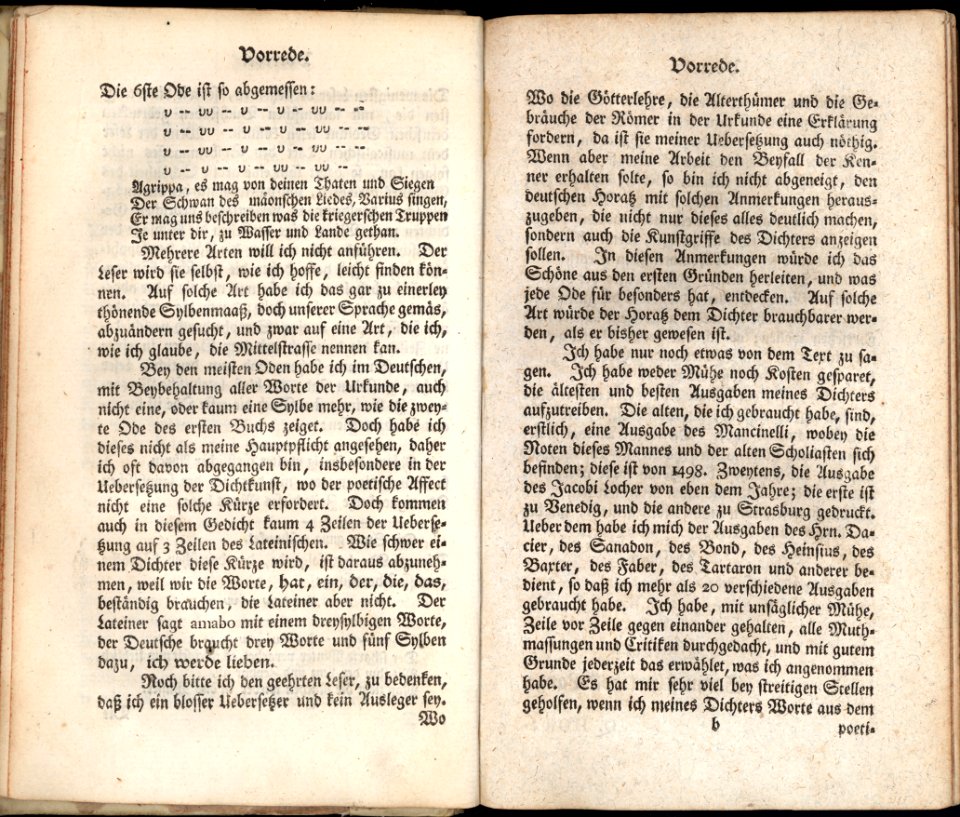 Samuel Gotthold Lange, Horaz (1752), xvi-xvii