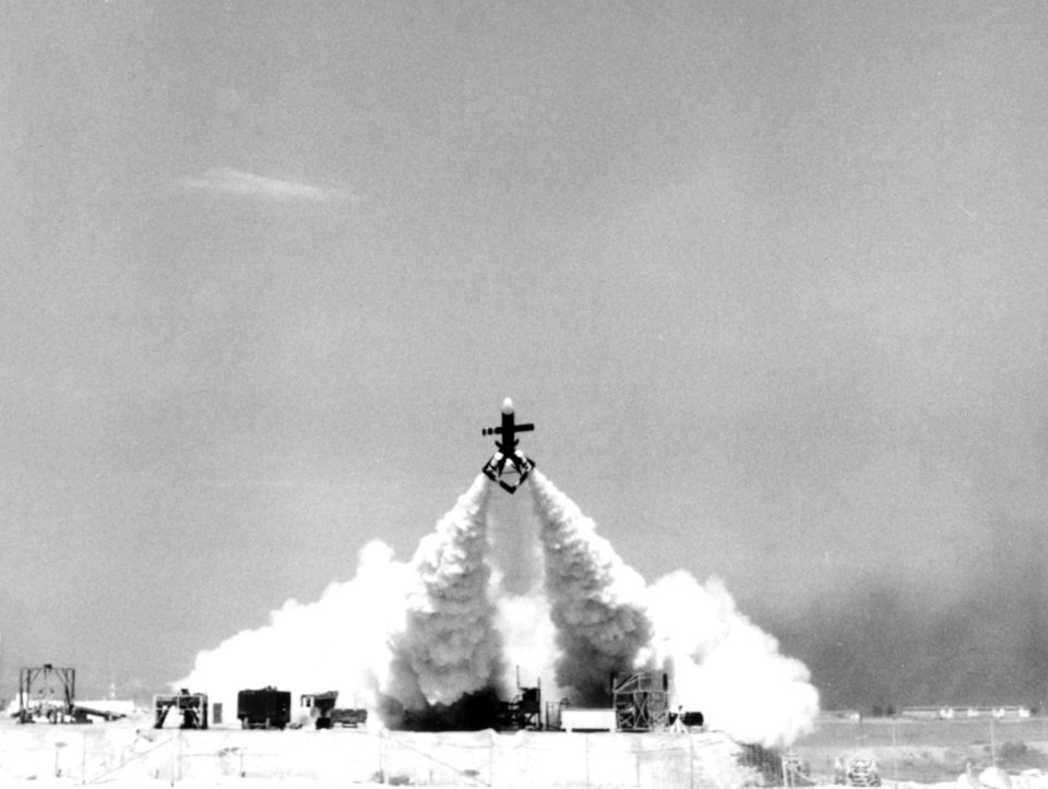 SAM-N-2 Lark missile is launched at the Naval Air Materiel Test Center Point Mugu on 27 January 1950 (80-G-412777)