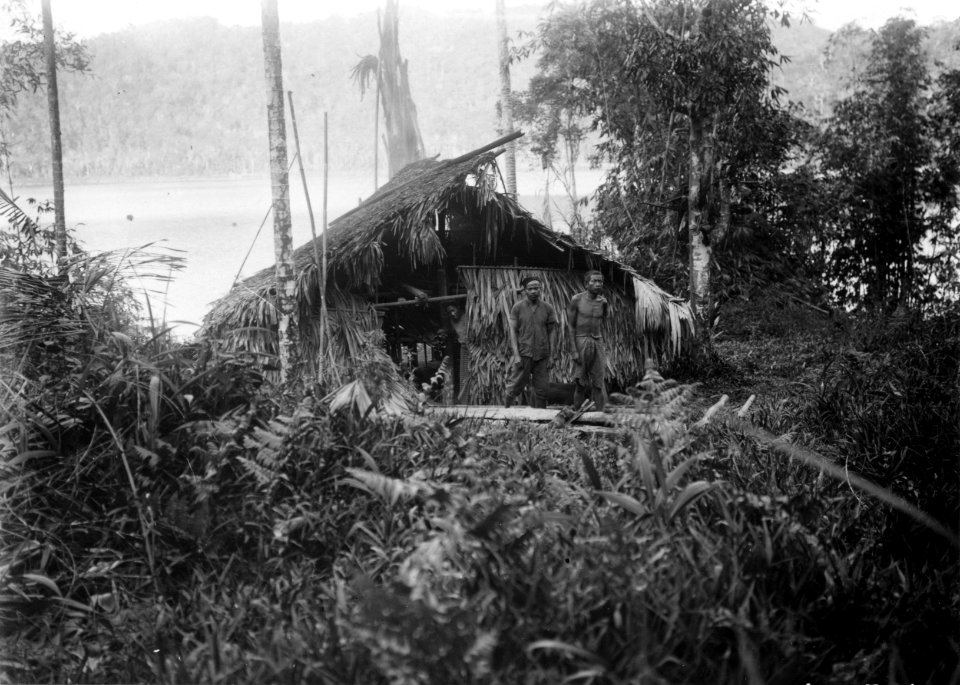 Sapi oetan-jägarnas hydda vid Danausjön. Sulawesi, Kabupaten Bolaang Mongondow, Danau Moat - SMVK - 000373
