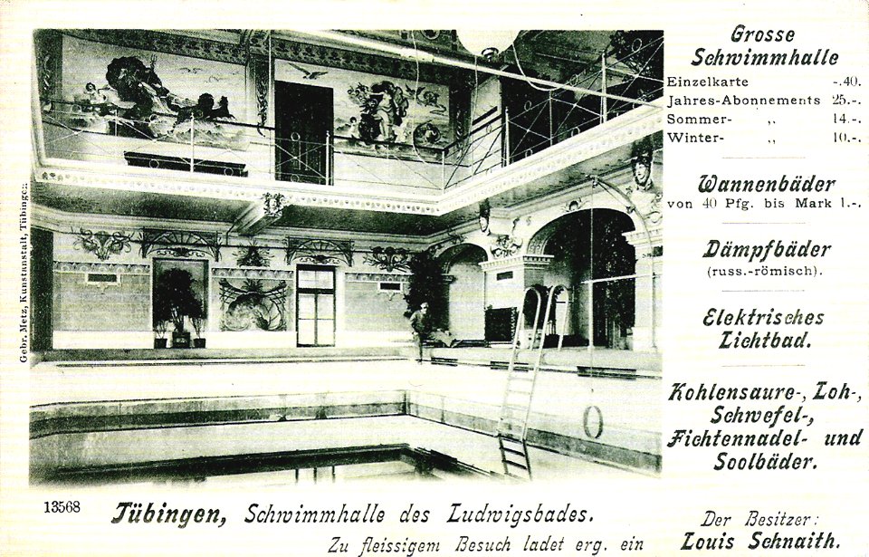 Schwimmhalle des Ludwigsbades (AK 13568 Gebr. Metz ca1900 TPk223)