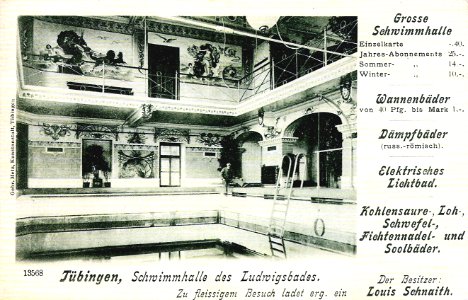 Schwimmhalle des Ludwigsbades (AK 13568 Gebr. Metz ca1900 TPk223)