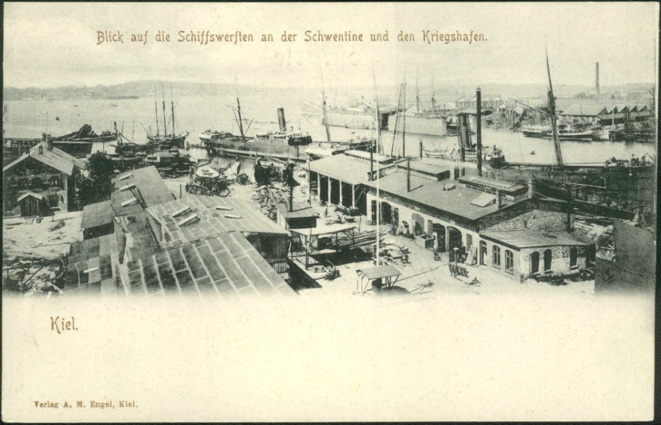 Schiffswerft von Stocks & Kolbe an der Schwentinemündung in Wellingdorf (Kiel 28.193)