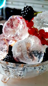 Ice cubes ice cubes in a crystal bowl ice cubes with fruit photo