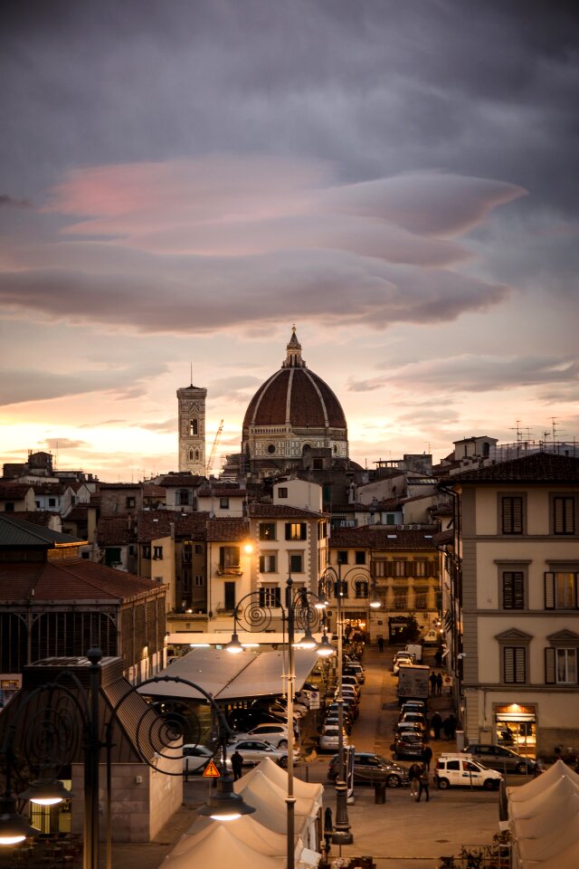 Street sunset roofs