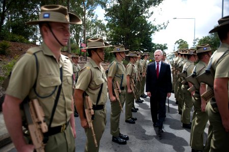 SECNAV reviews Royal Australian military personnel