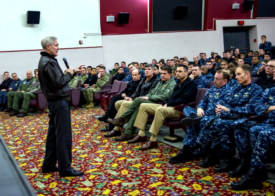SECNAV speaks to Sailors in Japan. (8509274203)