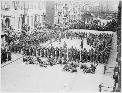 Second Battalion of the IX Coast Artillery Corps demonstrating the hollow square formation used in the event of a street - NARA - 533463