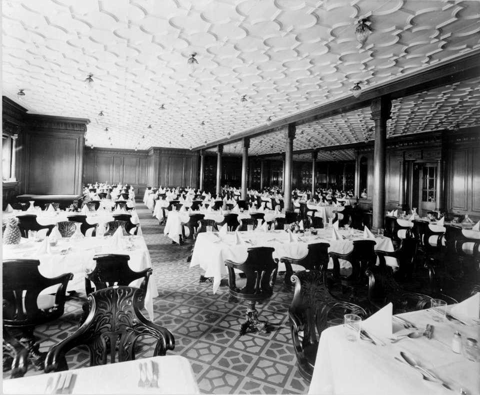 Second Class Dining Saloon on the 'Olympic' (1911) RMG G10775