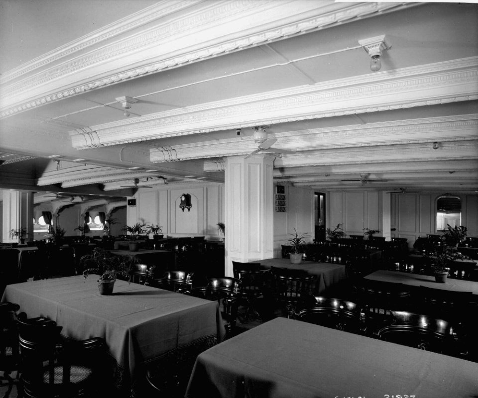 Second Class Dining Saloon on the 'Indarra' (1912) RMG G10686