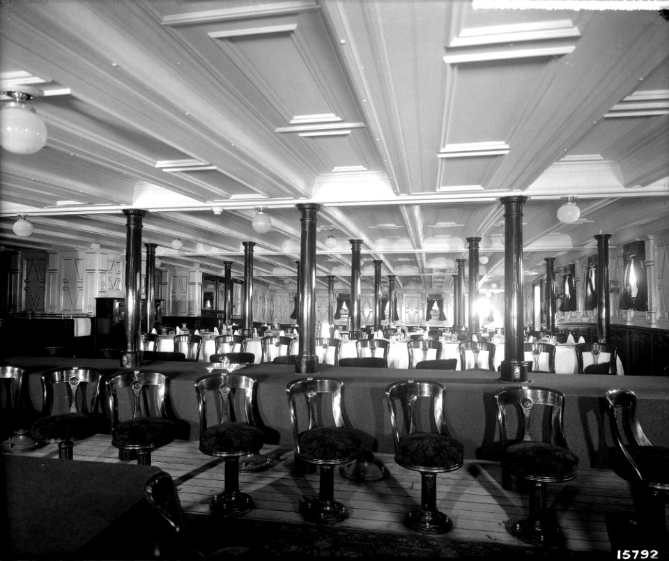Second Class Dining Saloon on the 'Saxonia' (1900) RMG G10542