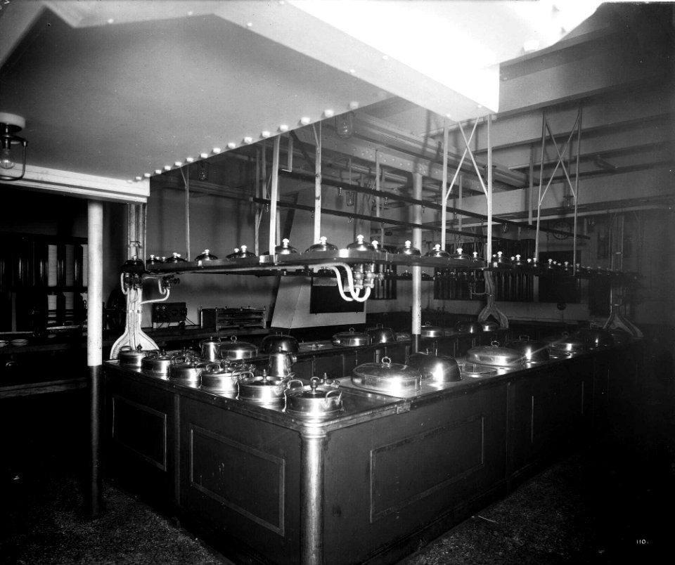 Second Class Pantry on the 'Aquitania' (1914) RMG G10894