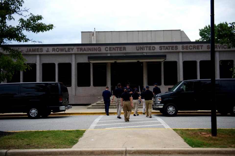 Secret Service building with law enforcement explorers in foreground