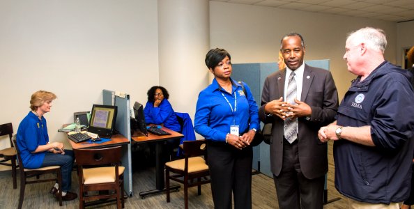 Secretary Carson with HUD and FEMA Staff at Houston Disaster Recovery Center (36607515434)