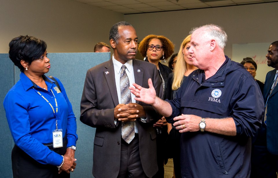 Secretary Carson with HUD and FEMA Staff at Houston Disaster Recovery Center (36607516954)