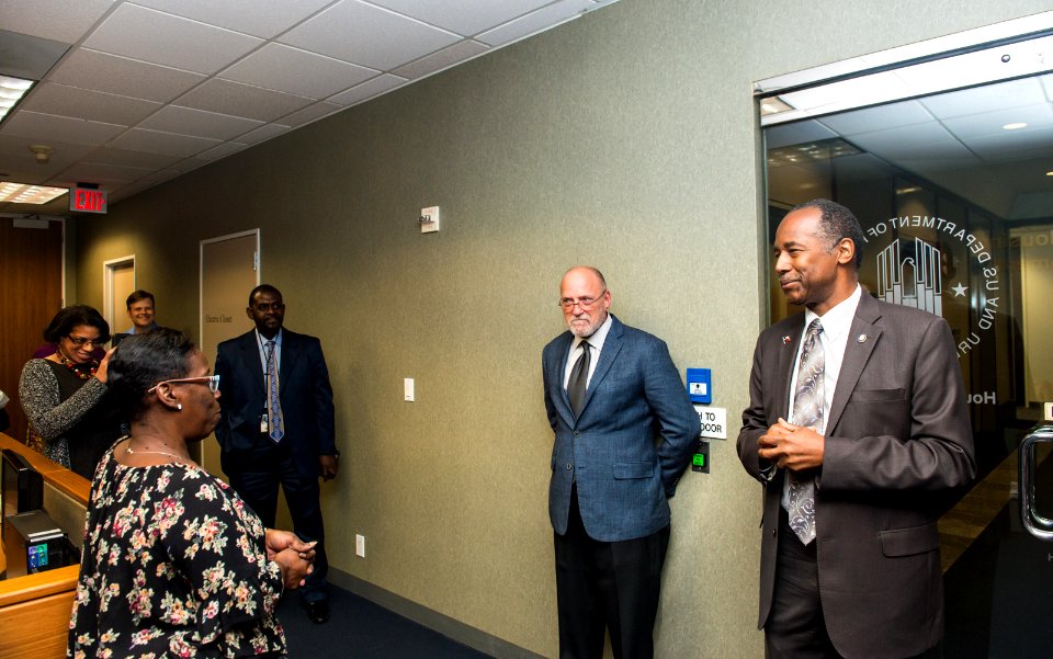 Secretary Carson with HUD and FEMA Staff at Houston Disaster Recovery Center (37060915580)