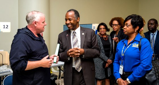 Secretary Carson with HUD and FEMA Staff at Houston Disaster Recovery Center (36607517114)