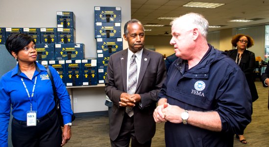 Secretary Carson with HUD and FEMA Staff at Houston Disaster Recovery Center (36647452663)
