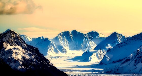 Panorama glacier sky