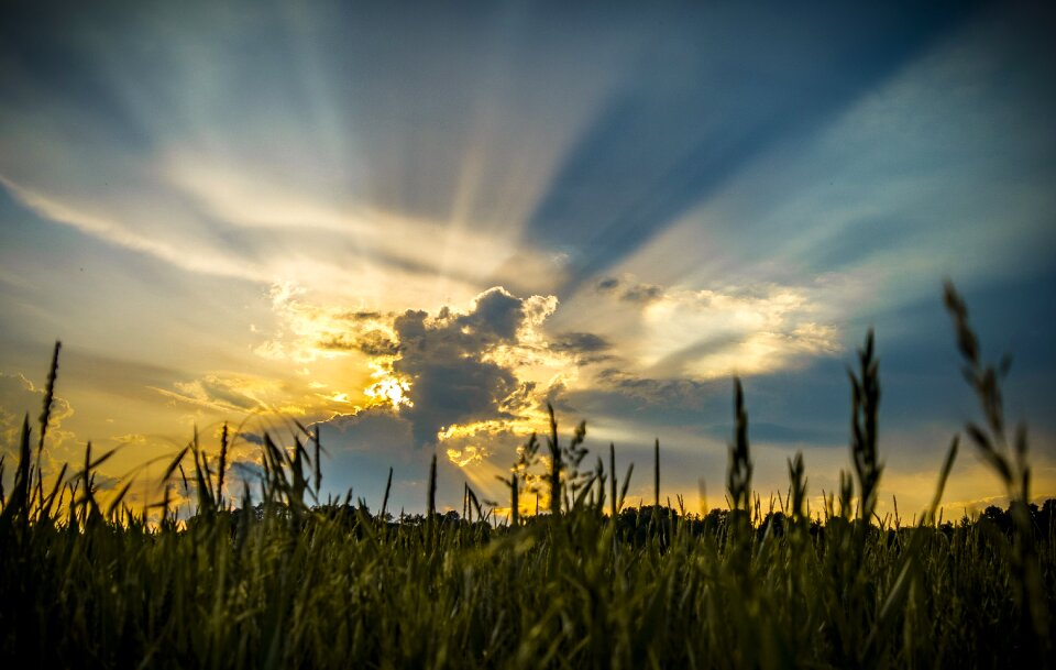 Evening sky sunbeam light