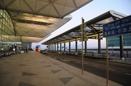 Hong kong international airport drop off area empty photo