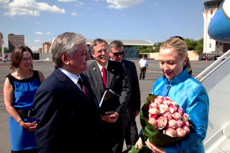 Secretary Clinton Is Greeted By Armenian Foreign Minister Nalbandian