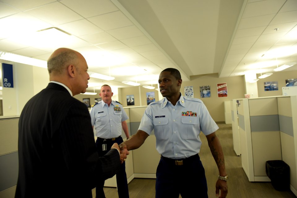 Secretary Johnson meets with USCG Headquarters Employees (25429205263)