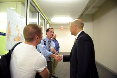 Secretary Johnson meets with USCG Headquarters Employees (25429224153)