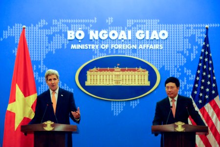 Secretary Kerry and Vietnamese Foreign Minister Minh Hold a Joint News Conference in Hanoi photo