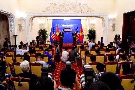 Secretary Kerry and Vietnamese Deputy Prime Minister and Foreign Minister Minh Address Reporters in Hanoi photo