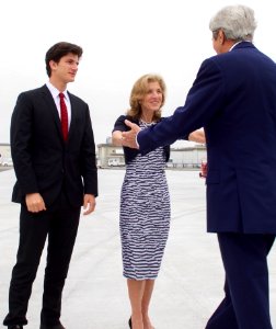 Secretary Kerry is Greeted by Ambassador Kennedy (cropped)