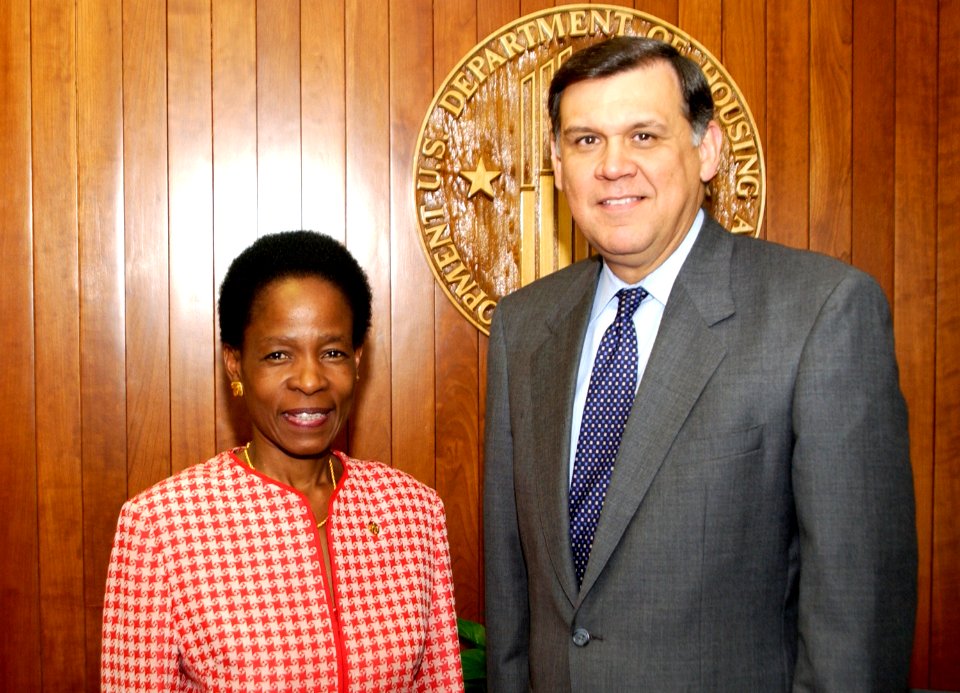 Secretary Mel Martinez with Anna Tibaijuka 207-DP-8416A-Sec0376